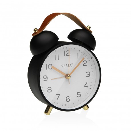 BLACK METAL TABLE ALARM CLOCK