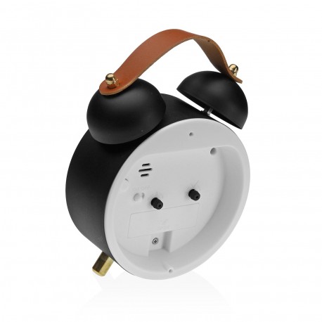 BLACK METAL TABLE ALARM CLOCK