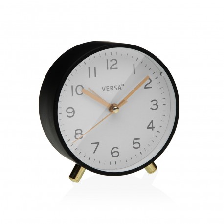 BLACK METAL TABLE ALARM CLOCK BLACK METAL TABLE ALARM CLOCK