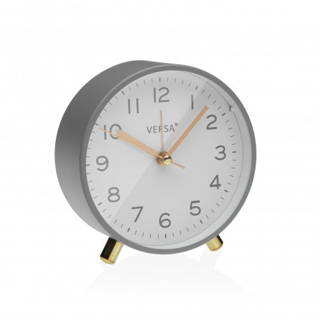 GREY METAL TABLE ALARM CLOCK GREY METAL TABLE ALARM CLOCK