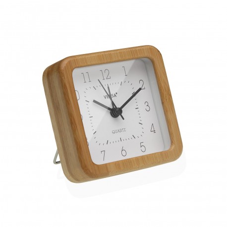 WHITE SQUARE BAMBOO ALARM CLOCK WHITE SQUARE BAMBOO ALARM CLOCK