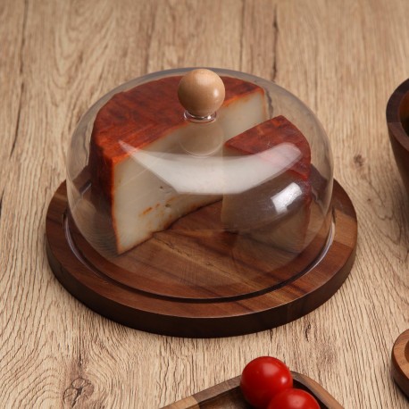 ACACIA CHEESE DOME WITH CLEAR LID ACACIA CHEESE DOME WITH CLEAR LID