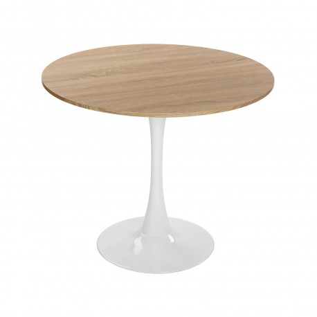 MEERA WHITE AND WOOD TABLE 100 CM MEERA WHITE AND WOOD TABLE 100 CM