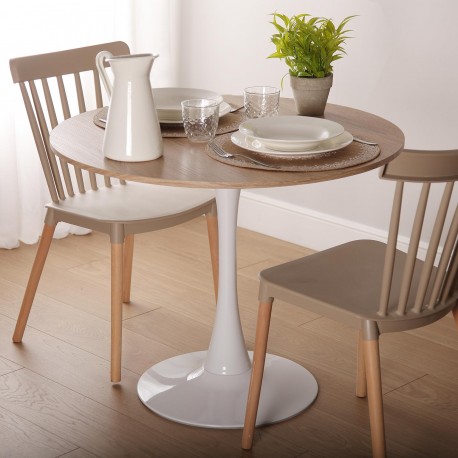 MEERA WHITE AND WOOD TABLE 100 CM MEERA WHITE AND WOOD TABLE 100 CM
