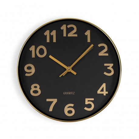 BLACK WALL CLOCK "GOLDEN NUMBERS" 30CM BLACK WALL CLOCK "GOLDEN NUMBERS" 30CM