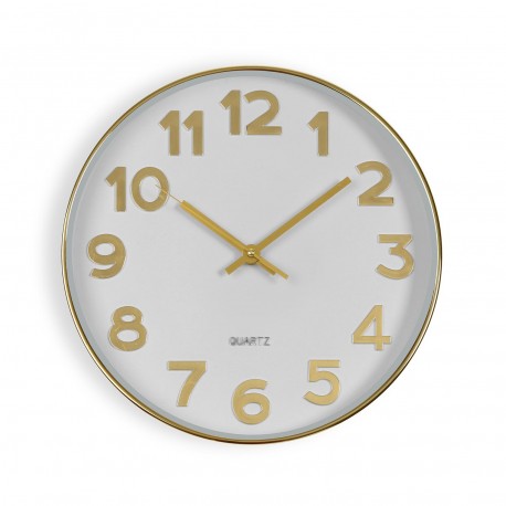 WHITE WALL CLOCK "GOLDEN NUMBERS" 30CM WHITE WALL CLOCK "GOLDEN NUMBERS" 30CM