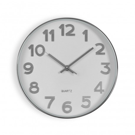 WHITE WALL CLOCK "SILVER NUMBERS" 30CM WHITE WALL CLOCK "SILVER NUMBERS" 30CM