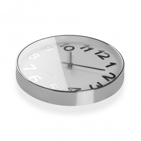 WHITE WALL CLOCK "SILVER NUMBERS" 30CM WHITE WALL CLOCK "SILVER NUMBERS" 30CM