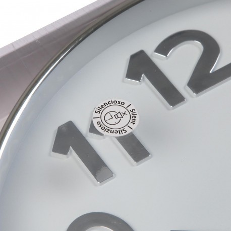 WHITE WALL CLOCK "SILVER NUMBERS" 30CM WHITE WALL CLOCK "SILVER NUMBERS" 30CM