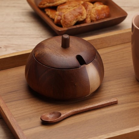 ROUND ACACIA SUGAR BOWL