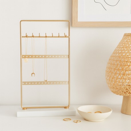 GOLD METAL JEWELLERY BOX WITH BASE