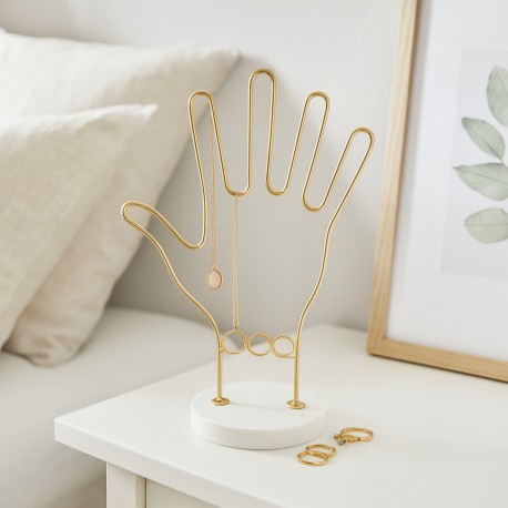 GOLD METAL HAND-SHAPED JEWELLERY BOX
