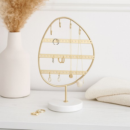 GOLD 4-TIER METAL JEWELLERY BOX WITH BASE