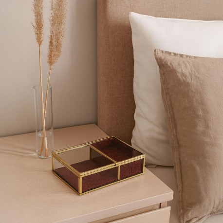 GLASS JEWELLERY BOX WITH GOLD EDGE 18X13