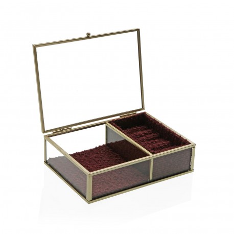 GLASS JEWELLERY BOX WITH GOLD EDGE 18X13