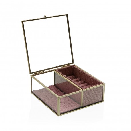 GLASS JEWELLERY BOX WITH GOLD EDGE 15X15