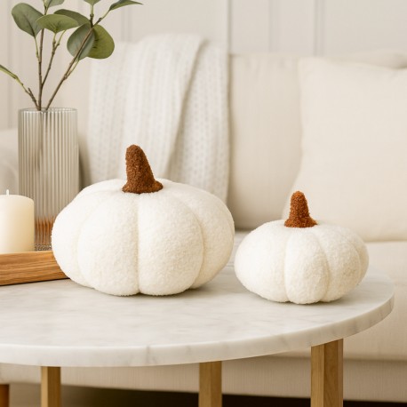 WHITE PUMPKIN CUSHION WITH FILLING L