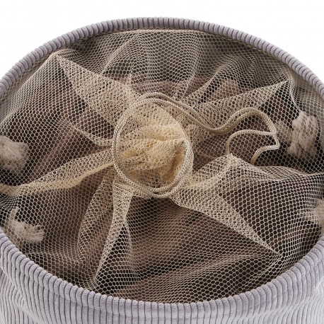 LIGHT GREY CORDUROY LAUNDRY BASKET