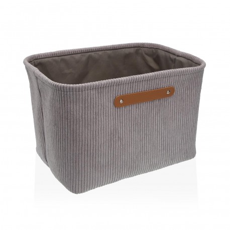 RECTANGULAR CORDUROY BASKET LIGHT GREY