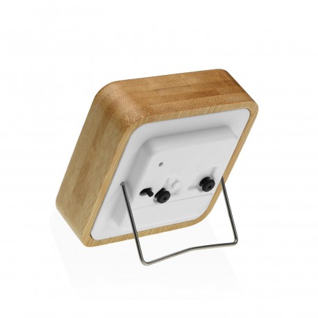 WHITE SQUARE BAMBOO ALARM CLOCK