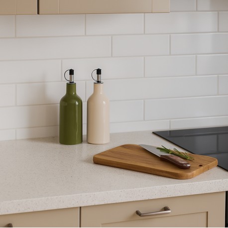 BEIGE STONEWARE OIL BOTTLE