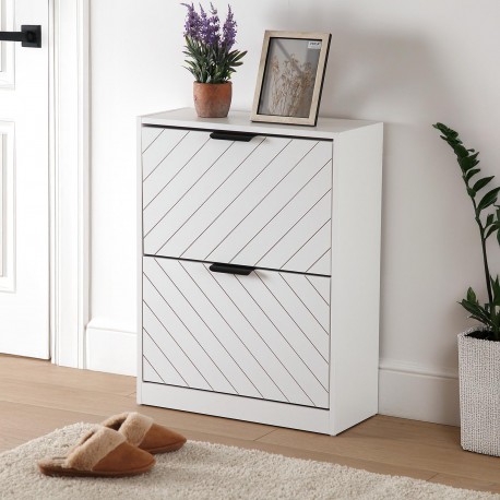 WHITE 2-DRAWER SHOE CABINET NIALL