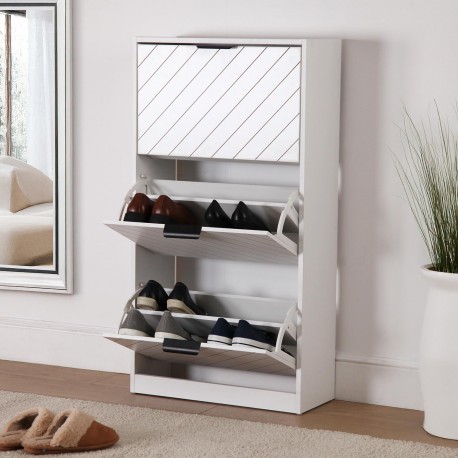 WHITE 3-DRAWER SHOE CABINET NIALL