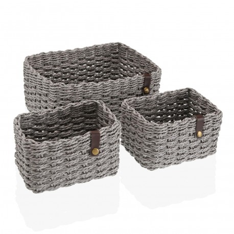 SET OF 3  BASKETS GREY