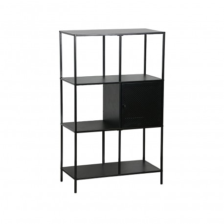BLACK 4-SHELF UNIT WITH DRAWER