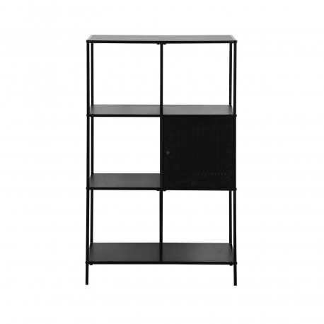 BLACK 4-SHELF UNIT WITH DRAWER