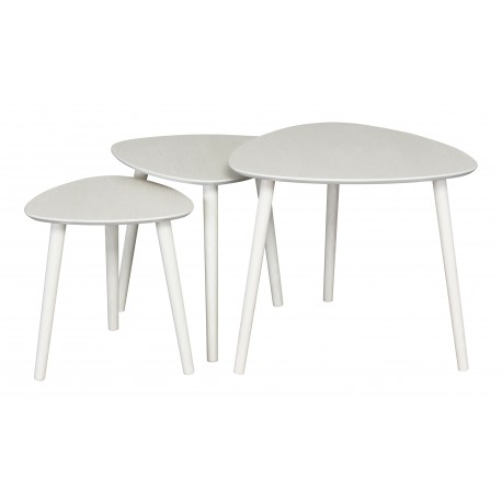 WHITE 3 SIDE TABLE SET