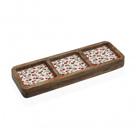 CHERRIES THREE-COMPARTMENT PLATTER