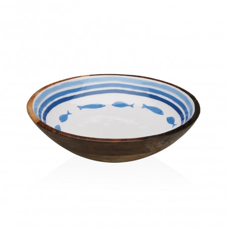 LARGE OCEANIC ENAMELLED BOWL