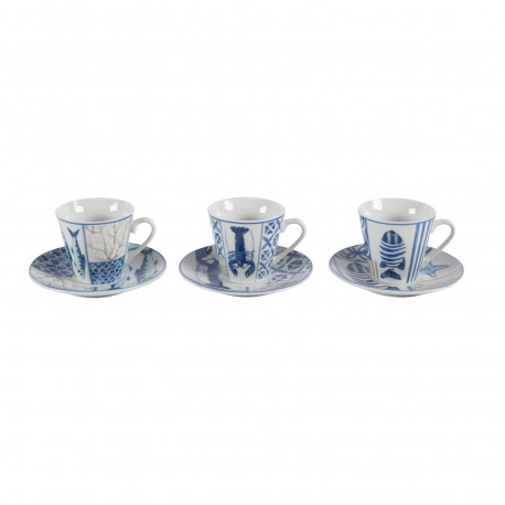 BLUE MARINE COFFEE SET WITH SAUCERS