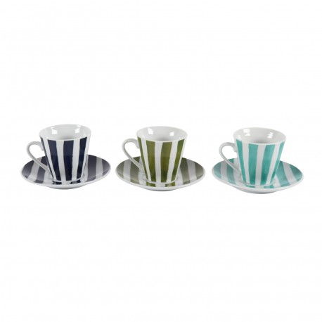 NATUR STRIPES COFFEE SET WITH SAUCERS