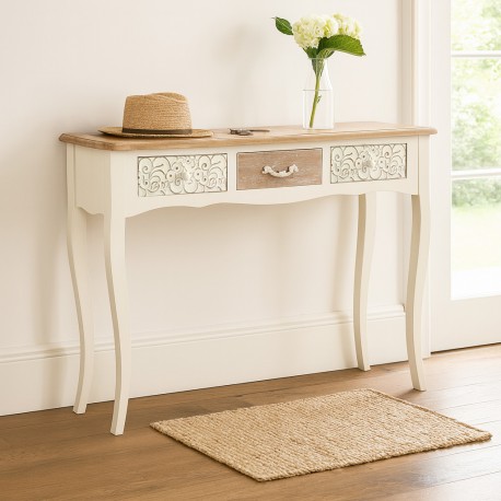 RUSTIC WHITE CONSOLE 3 DRAWERS