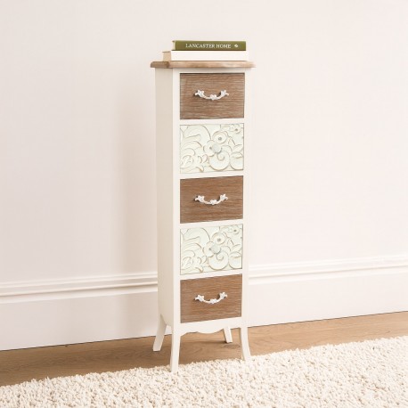 RUSTIC WHITE CHEST 5 DRAWERS