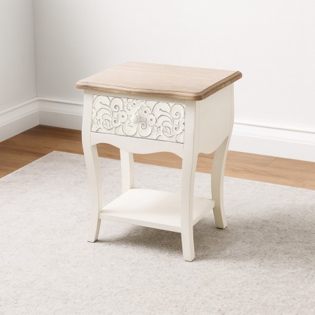 RUSTIC WHITE BEDSIDE TABLE