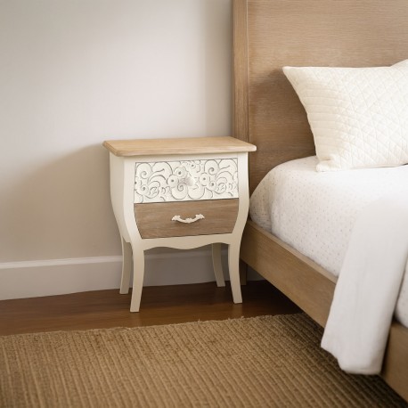 RUSTIC WHITE BEDSIDE 2 DRAWERS