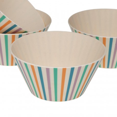 SET OF 4 STRIPED BOWLS