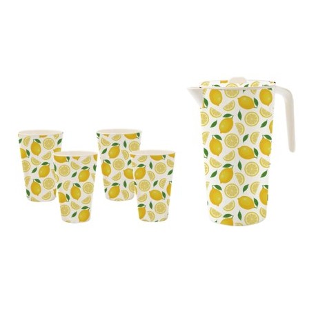 LEMON JUG AND 4 GLASSES SET