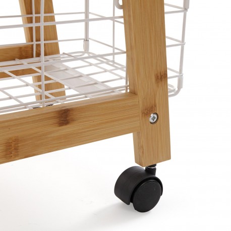 BAMBOO SHELF WITH 3 WHITE BASKETS