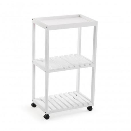 WHITE 3-SHELF TROLLEY WITH WHEELS