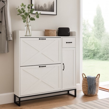 WHITE SHOE CABINET 4 DRAWERS