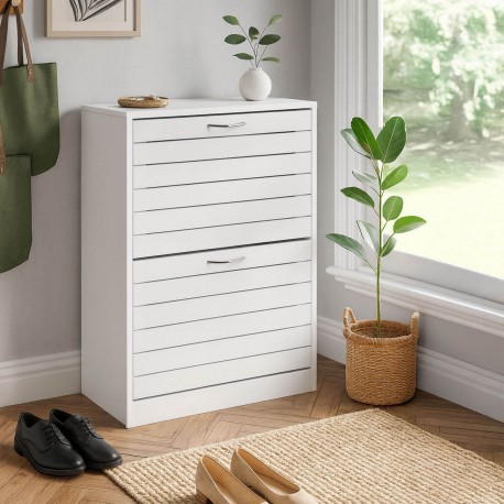 WHITE SHOE CABINET 2 DRAWERS