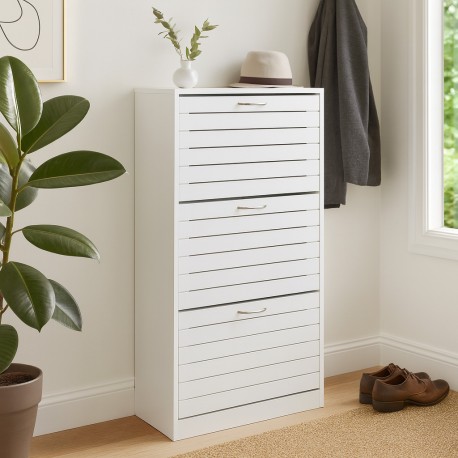 WHITE SHOE CABINET 3 DRAWERS