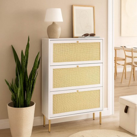 RATTAN SHOE CABINET 3 DRAWERS