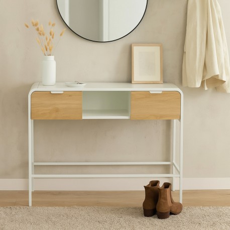 WHITE 2-DRAWER CONSOLE TABLE
