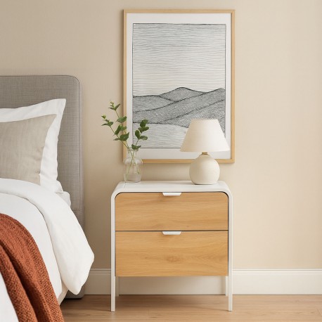 WHITE 2-DRAWER BEDSIDE TABLE