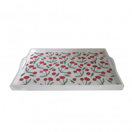 CHERRIES WOODEN TRAY 45CM